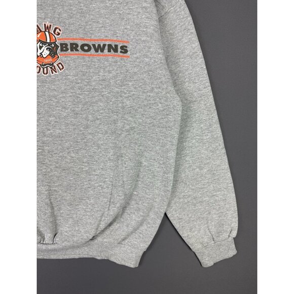 Vintage 90s Cleveland Browns NFL Football Dawg Pound Grey Crewneck Sweater Large - Picture 7 of 15